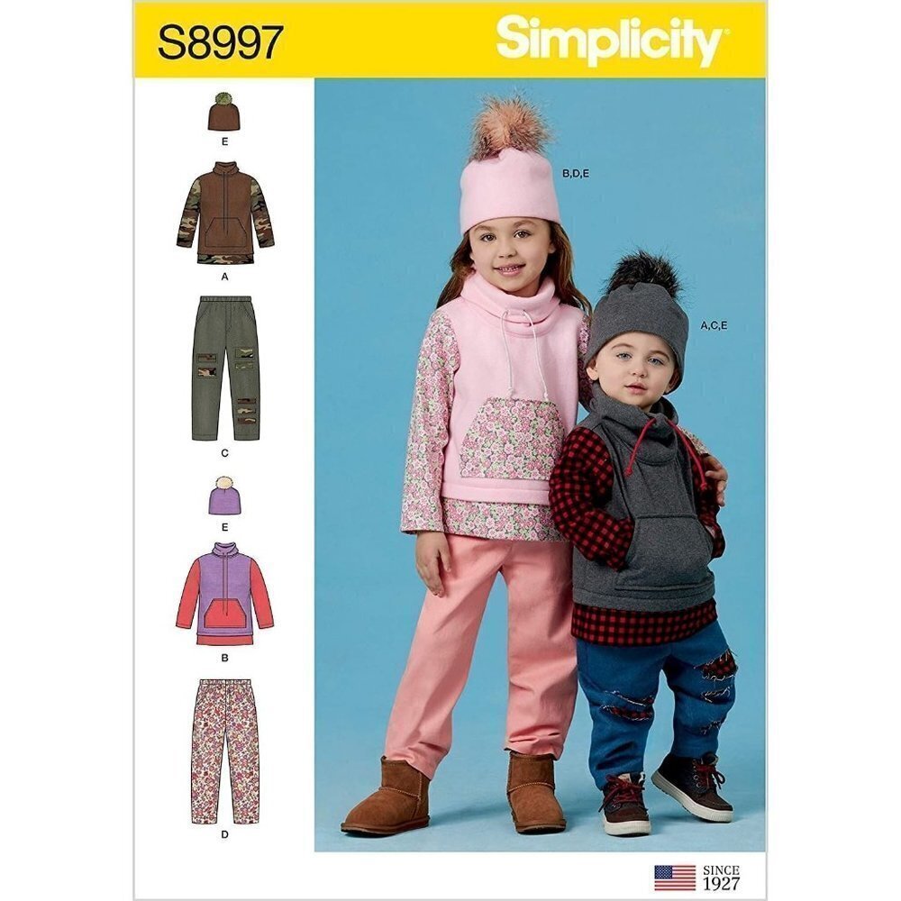Simplicity Sewing Pattern 8997 10715 Toddlers Pants Knit Top Hat Size 1/2-3‎